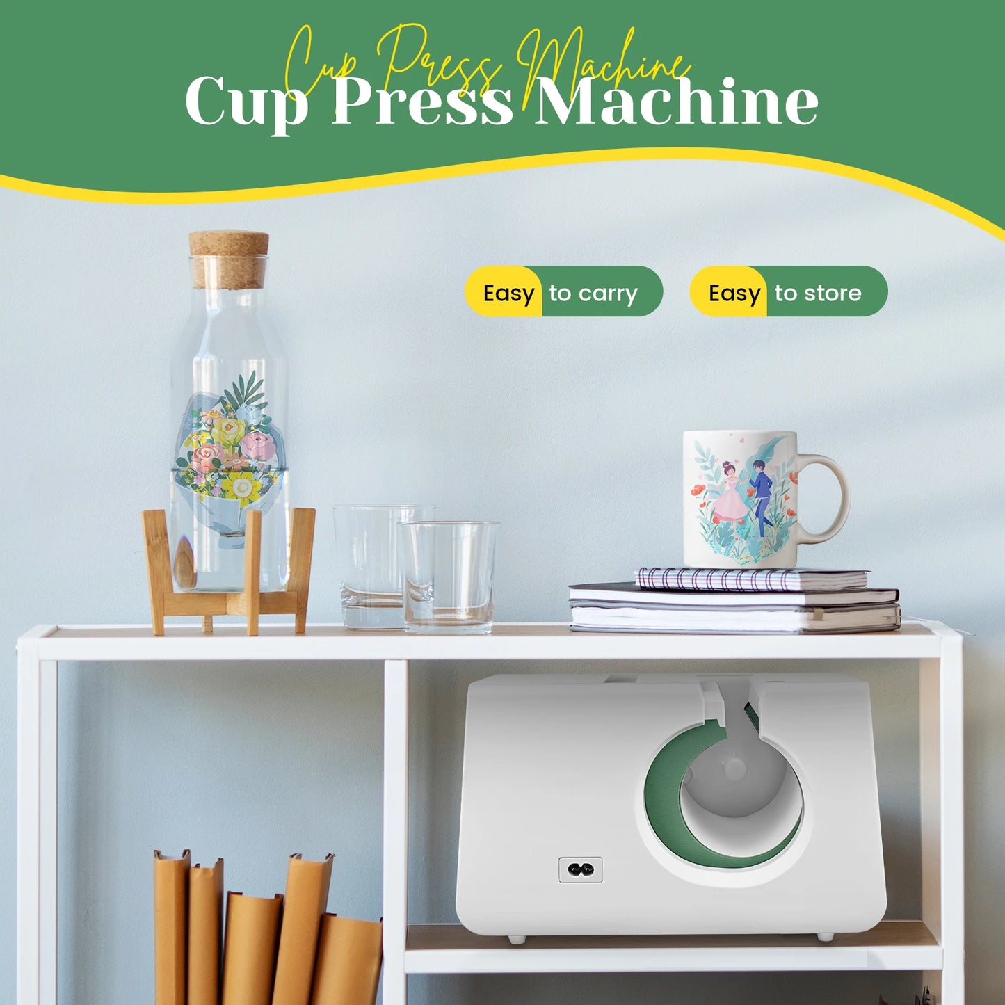 Automatic Mug Heat Press Machine 10-11oz Transfer Sublimation Portable Cup Presser One-Touch Button as Gifts for Birthdays