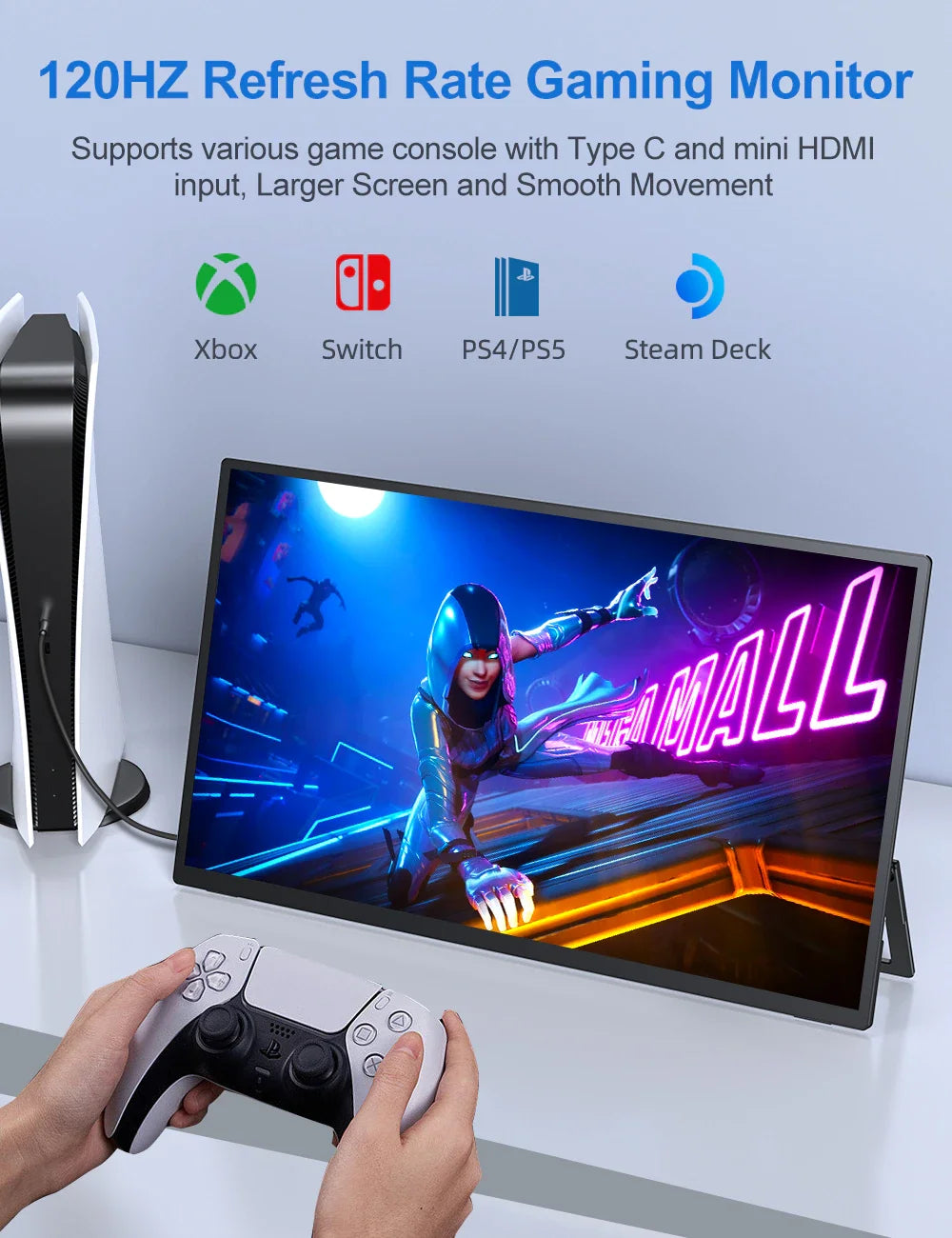 EVICIV 120hz Portable Gaming Monitor 18.5 inch 100% sRGB 1080P with VESA & Stand 180° Adjustable Ultra-Slim IPS HDR Display
