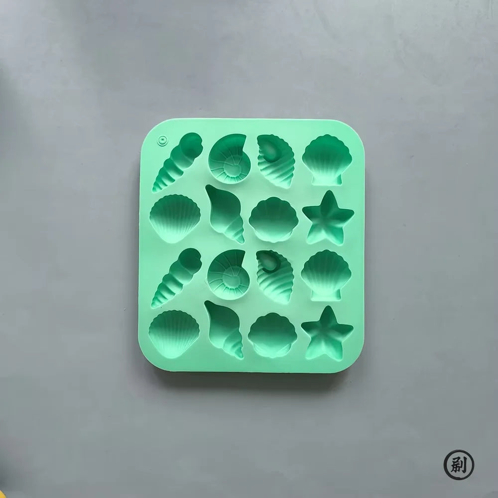 Chocolate Silicone Mold Shell Marine Animal Shape Candy Pudding Cake Decoration Mold 3D 16-Cavity