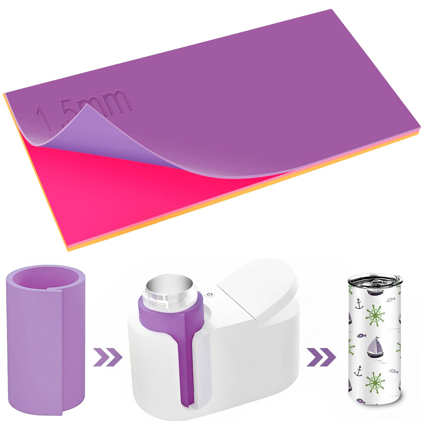 3Pcs Sublimation Tumbler Wrap Silicone Sheets with Mug Press Bundle Accessories For Heat Press Sublimation Machine