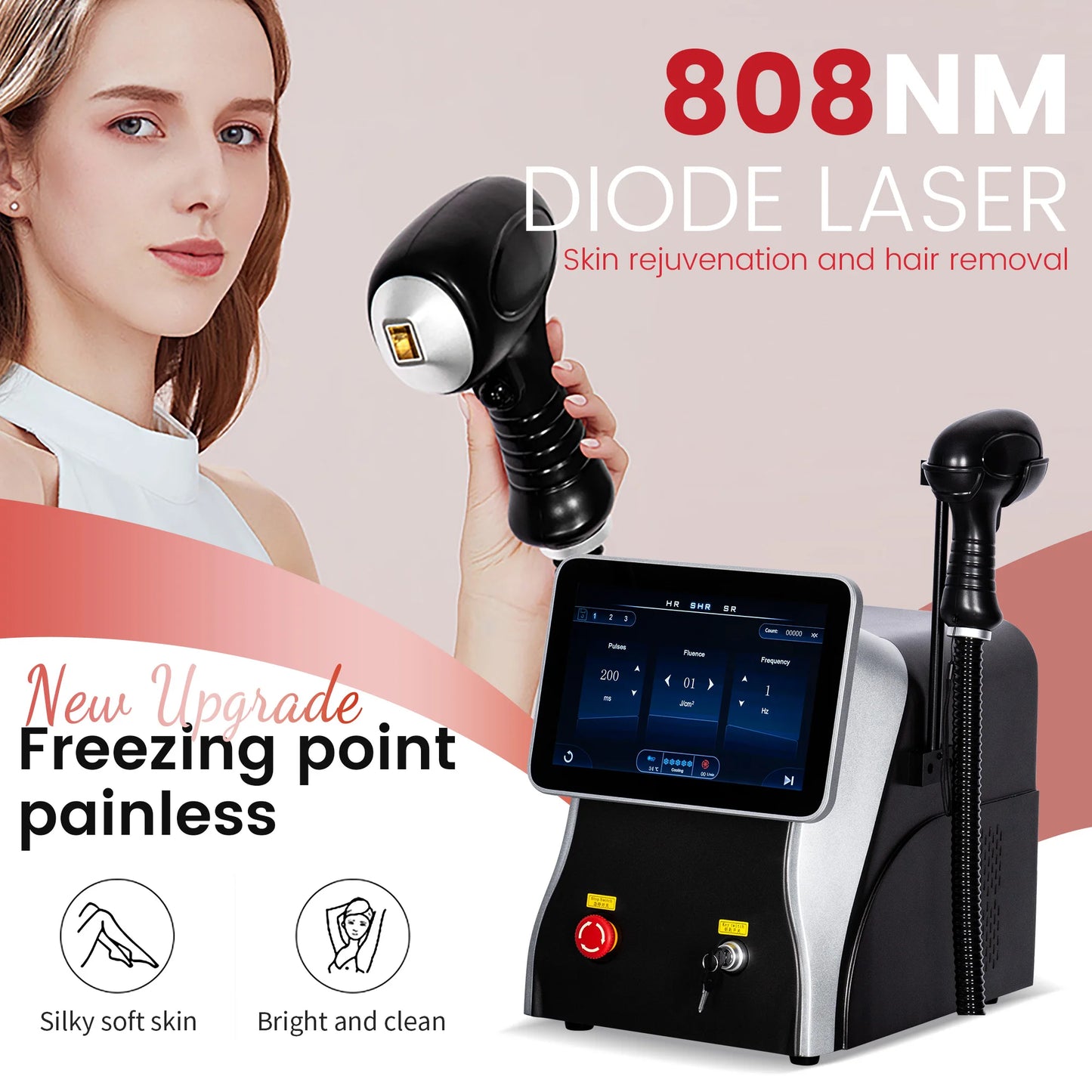 Depiladora Laser Painless Permanen 4 Wavelength Diode Laser Hair Removal Machine 808NM Ice Platinum Cooling System Beautiful
