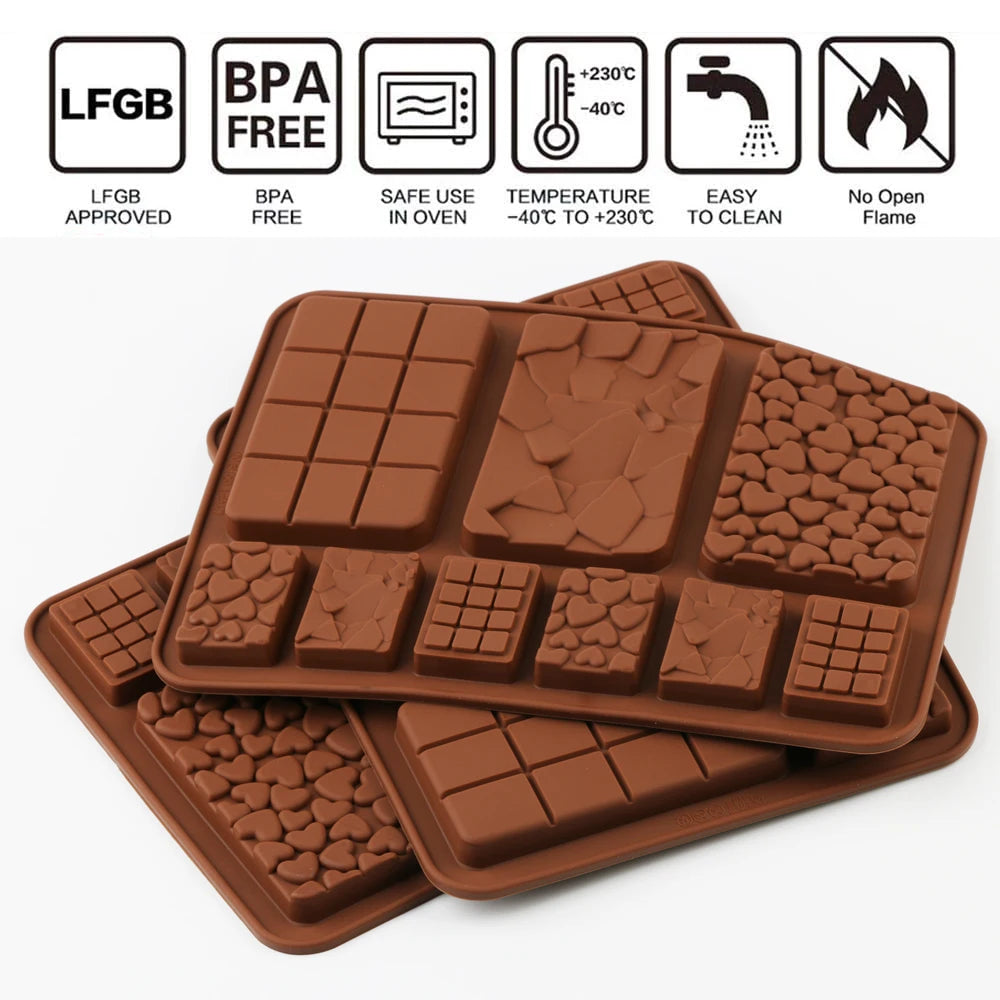 2022 New Silicone Chocolate Bar Mold Silicon cake decoration Silicone Molds for Break Apart Chocolate Tools Candy Mold mold DIY