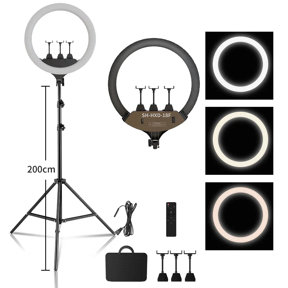 SH 18 Inch Knob Ring Light LED Selfie Video Lamp With Tripod Stand Phone Clip For YouTube Live Lighting Photo Photography Studio