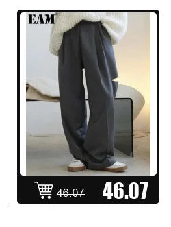 [EAM] Black Denim Irregular Casual Sweatshirt New Round Neck Long Sleeve Women Big Size Fashion Tide Spring Autumn 2026 1DH5370