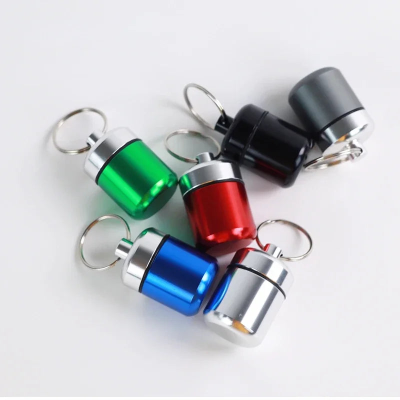 Mini Portable  Aluminum Waterproof Pill Box High Quality with Sealed Storage Flat Head and Keychain for Medicine Container New