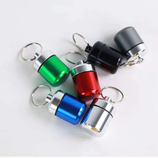Mini Portable  Aluminum Waterproof Pill Box High Quality with Sealed Storage Flat Head and Keychain for Medicine Container New