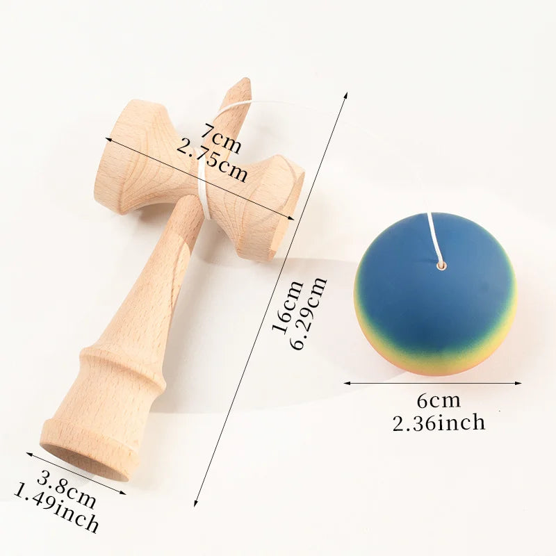 Kendama Wooden Skill Ball with Crackle & Gradient Paint – For Beginners & Pros, 2 Random Colors, Gift Toy