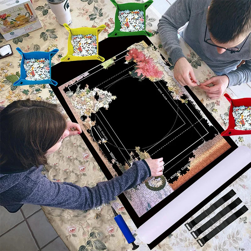 1000~3000pcs Puzzle Storage Mat Roll Up Children Developmental Game Parent-child Interaction Portable Travel-Friendly Bag TMZ