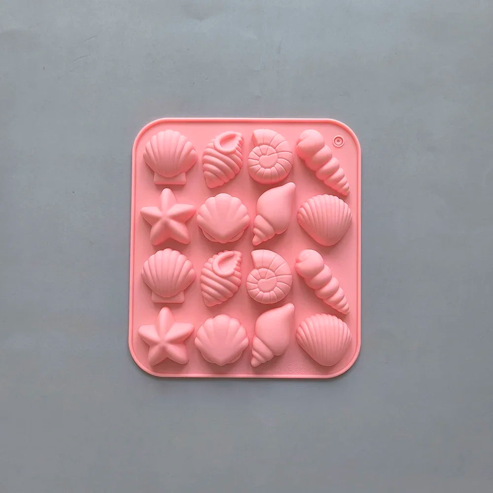 16 Cavity Shell Conch Starfish And Other Shaped Silicone Molds DIY Candy Mousse Pastry Pudding Chocolate Cake Baking Mold