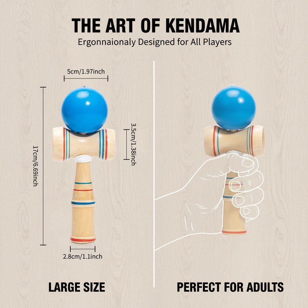 Oversized Kendama Skill Toy – Large Japanese Wooden Ball-and-Cup Game for Adults & Kids, Viral Challenge Toy, Focus & Hand-Eye C